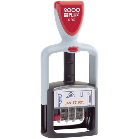 COSCO 2-Color Dater, Paid Stamp, 6-Year, 1-1/4"x1-3/4", Blue/Red COS011033